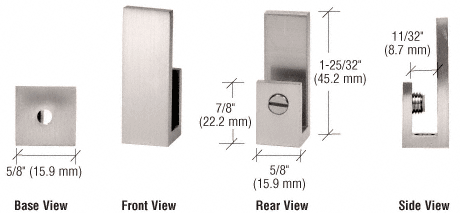 CRL Brushed Nickel &quot;J&quot; Set Screw Glass Shelf Clamp for 1/4&quot; to 5/16&quot; Glass  | EH43