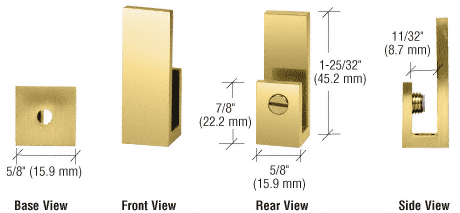 CRL Brass &quot;J&quot; Set Screw Glass Shelf Clamp for 1/4&quot; to 5/16&quot; Glass  | EH44
