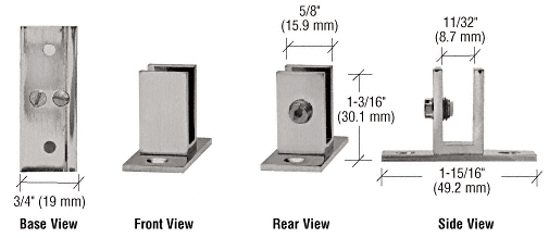 CRL Brushed Nickel Short Leg Set Screw Glass Shelf Clamp for 1/4&quot; to 5/16&quot; Glass  | EH47