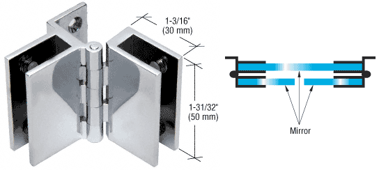 C.R. Laurence CRL Frameless Set Screw Triple Mirror Hinge - Package | EH66