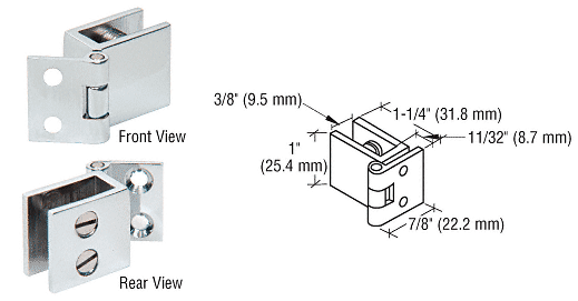 C.R. Laurence CRL Chrome Small Set Screw Hinge for 1/4 in to 5/16 in Glass - Package | EH72