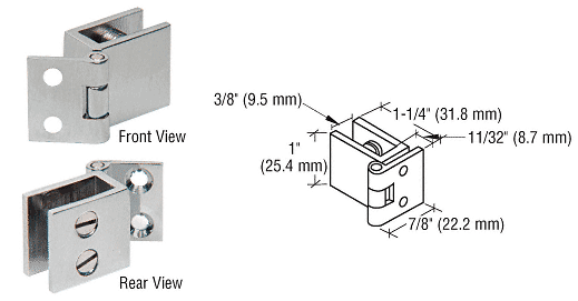 C.R. Laurence CRL Brushed Nickel Small Set Screw Hinge for 1/4&quot; to 5/16&quot; Glass | EH73