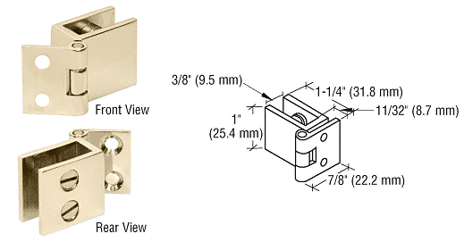 C.R. Laurence CRL Brass Small Set Screw Hinge for 1/4 in to 5/16 in Glass - Package | EH74