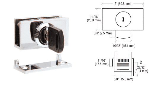 C.R. Laurence CRL Chrome Cam Lock for 1/4&quot; or 3/8&quot; Glass  | EH98