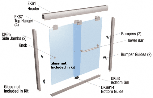 C.R. Laurence CRL Brushed Nickel 60&quot; x 60&quot; Suite &quot;EK&quot; Series Shower Door Kit | EK146060BN