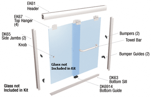 C.R. Laurence CRL Brite Anodized 60&quot; x 72&quot; Suite &quot;EK&quot; Series Shower Door Kit | EK146072BA