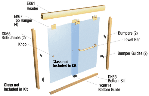 C.R. Laurence CRL Brite Gold Anodized 60&quot; x 72&quot; Suite &quot;EK&quot; Series Shower Door Kit | EK146072BGA