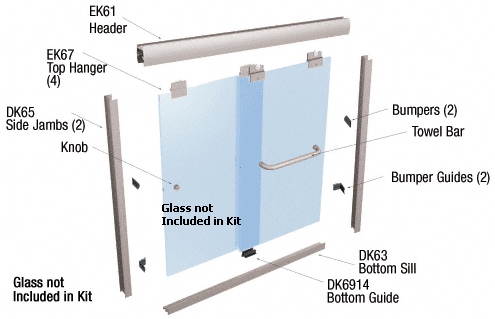 C.R. Laurence CRL Brushed Nickel 60&quot; x 72&quot; Suite &quot;EK&quot; Series Shower Door Kit | EK146072BN