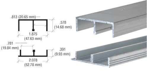 C.R. Laurence CRL Mill Aluminum Track and Upper Guide for 3/4&quot; Sliding Panels - 6 ft long | EP11