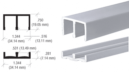 C.R. Laurence CRL Plastic Track and Upper Guide for 1/2&quot; Sliding Panels - 6 ft long | EP13G