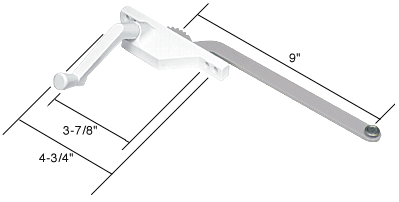 Strybuc Industries CRL Casement Window Operator, 9&quot; Arm, Face Mount, Left Hand White  | EP23016