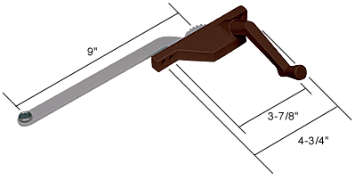 C.R. Laurence CRL Casement Window Operator, 9&quot; Arm, Face Mount, Right Hand, Bronze  | EP23017