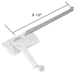 C.R. Laurence CRL Left Hand White Casement Window Operator Surface Mount with 9-1/2&quot; Single Arm | EP23022