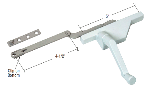 C.R. Laurence Left Hand White Dyad Casement Window Operator 4-1/2&quot; Link Arm | EP23091