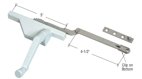 Gordon Glass Co. Right Hand White Dyad Casement Window Operator 4-1/2&quot; Link Arm | EP23092