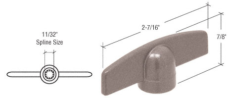 CRL Clay T-Crank Handle With 11/32&quot; Spline   | EP24036 | EP24036