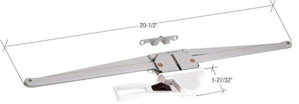 C.R. Laurence Window Operator, Single Pull Lever, White, 20-1/2&quot; Arms, 1-27/32&quot; Escutcheon Projection, LH | EP24077