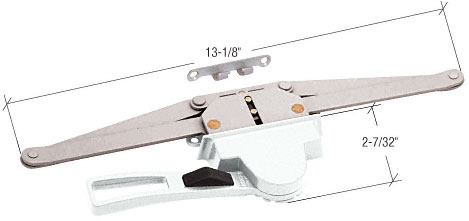 C.R. Laurence CRL Window Operator, Single Pull Lever, White, 13-1/8&quot; Arms, 2-7/32&quot; Escutcheon Projection, LH    | EP24097