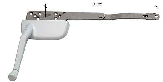 CRL White 9-1/2&quot; Left Hand Single Arm Ellipse Surface Mount Dyad Casement Operator  | EP24176