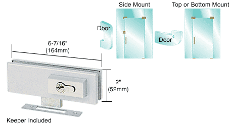 C.R. Laurence CRL Aluminum Finish EUR Series Complete Patch Lock Including Cylinder | EUR205A