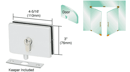 C.R. Laurence CRL Aluiminum Finish EUR Series Glass Mounted Patch Lock with European Style Keyhole Lock | EUR680A