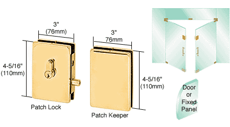 C.R. Laurence CRL Polished Brass Finish EUR Series Center Housed Patch Lock | EUR681BR