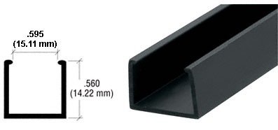 C.R. Laurence CRL 1/2&quot; Black Plastic U-Channel - 12 ft Long | EX6545