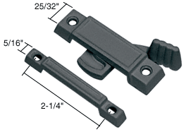 Black Window Sash Lock; 2-1/4&quot; Screw Holes; 7/16&quot; Latch Projection | F2532 | F2532