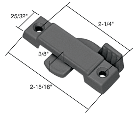 Black Sliding Window Lock; 2-1/4&quot; Screw Holes; 3/8&quot; Latch Projection | F2589  | F2589