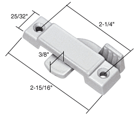 White Sliding Window Lock; 2-1/4&quot; Screw Holes 3/8&quot; Latch Projection | F2590 | F2590