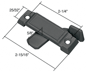 Black Sliding Window Lock 2-1/4&quot; Screw Holes 1/2 in Latch Projection | F2591 | F2591