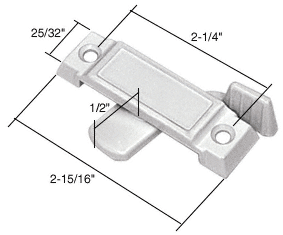White Sliding Window Lock 2-1/4&quot; Screw Holes 1/2 in Latch Projection | F2592 | F2592