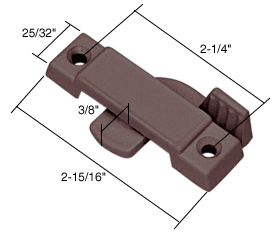 Bronze Sliding Window Lock; 2-1/4&quot; Screw Holes 3/8&quot; Latch Projection | F2596 | F2596