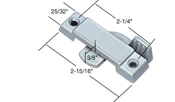Gray Sliding Window Lock; 2-1/4&quot; Screw Holes 3/8&quot; Latch Projection | F2659 | F2659