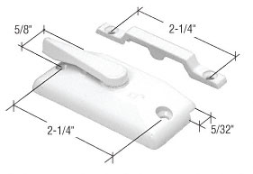 White Sash Lock With 2-1/4&quot; Screw Holes Without Lugs | F2741 | F2741
