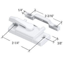 White Sash Lock With 2-1/4&quot; Screw Holes With 3/8&quot; Hole Backset With Lugs | F2744 | F2744