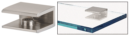 C.R. Laurence CRL Brushed Nickel Finish Solid Brass Square Glass Shelf Clamp | FA10BN