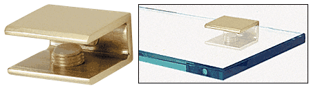C.R. Laurence CRL Brass Finish Solid Brass Square Glass Shelf Clamp | FA10BR