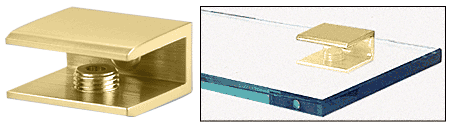 C.R. Laurence CRL Satin Brass Finish Solid Brass Square Glass Shelf Clamp | FA10SB