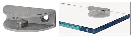 C.R. Laurence CRL Brushed Nickel Finish Solid Brass Rounded Glass Shelf Clamp | FA12BN