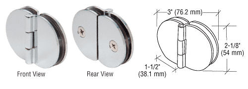 C.R. Laurence CRL Satin Chrome 180 Degree Glass-to-Glass Cabinet Hinge - Package | FA180SC