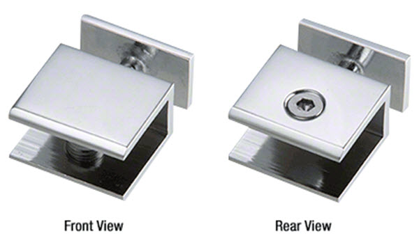 CRL Polished Chrome Thru-Glass Square Cornered Shelf Clamp | FA80CH
