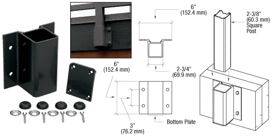C.R. Laurence CRL Matte Black Fascia Mount Bracket | FB1BL