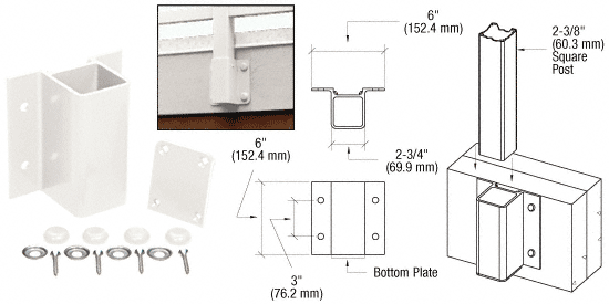 C.R. Laurence CRL Sky White Fascia Mount Bracket | FB1W