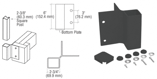 C.R. Laurence CRL Matte Black 90 Degree Fascia Mounted Bracket | FB2BL