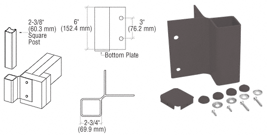 C.R. Laurence CRL Matte Bronze 90 Degree Fascia Mounted Bracket | FB2BRZ