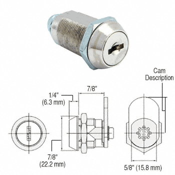 FixtureGuard Chrome Medium Security Cam Lock Medium Cylinder 
 | FG403M