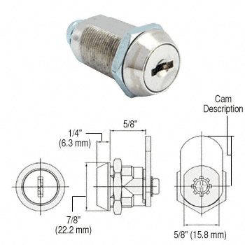 FixtureGuard Chrome Medium Security Cam Lock Short Cylinder  | FG403S