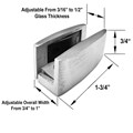 Gordon Glass® Brushed Stainless Steel Adjustable Shower Door Guide for Sliding Frameless Glass from 3/16" to 1/2" thick 