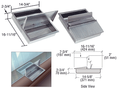 C.R. Laurence CRL Recessed 14-3/4&quot; Wide x 16-11/16&quot; Deep X 2-3/4&quot; High Deal Tray with Flip Lid | FLR1416